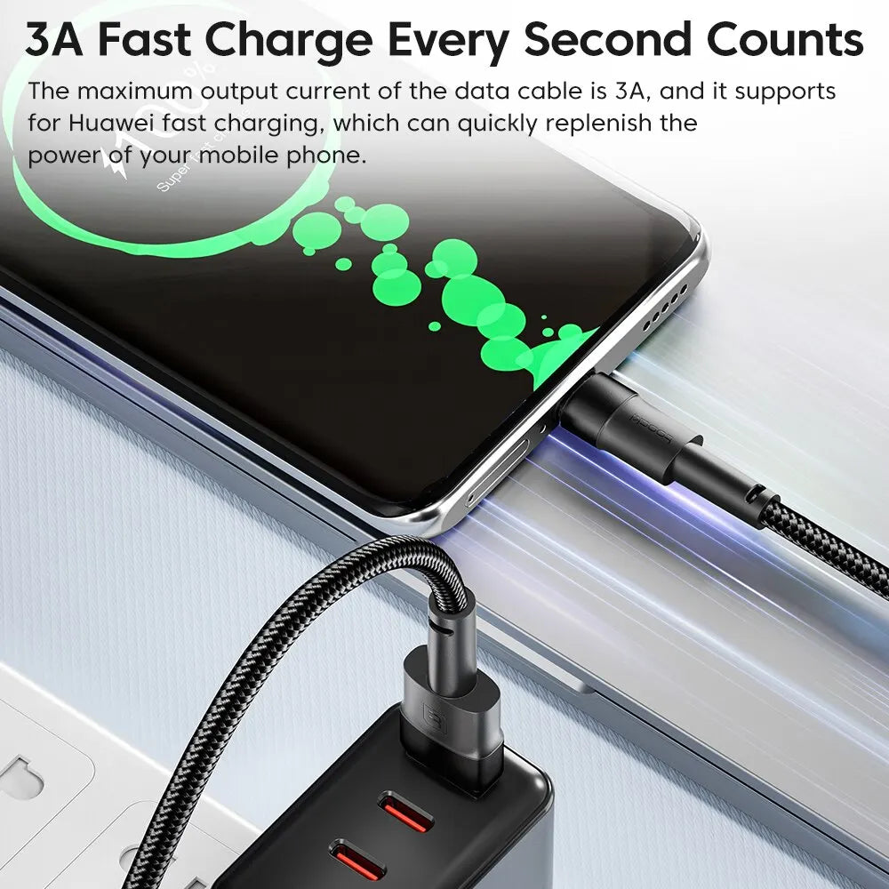 2PCS 3A USB Type C Cable for Realme Xiaomi Samsung Fast Charging Wire USB C Charger Data Cord for Ipad Samsung Poco 1M 2M