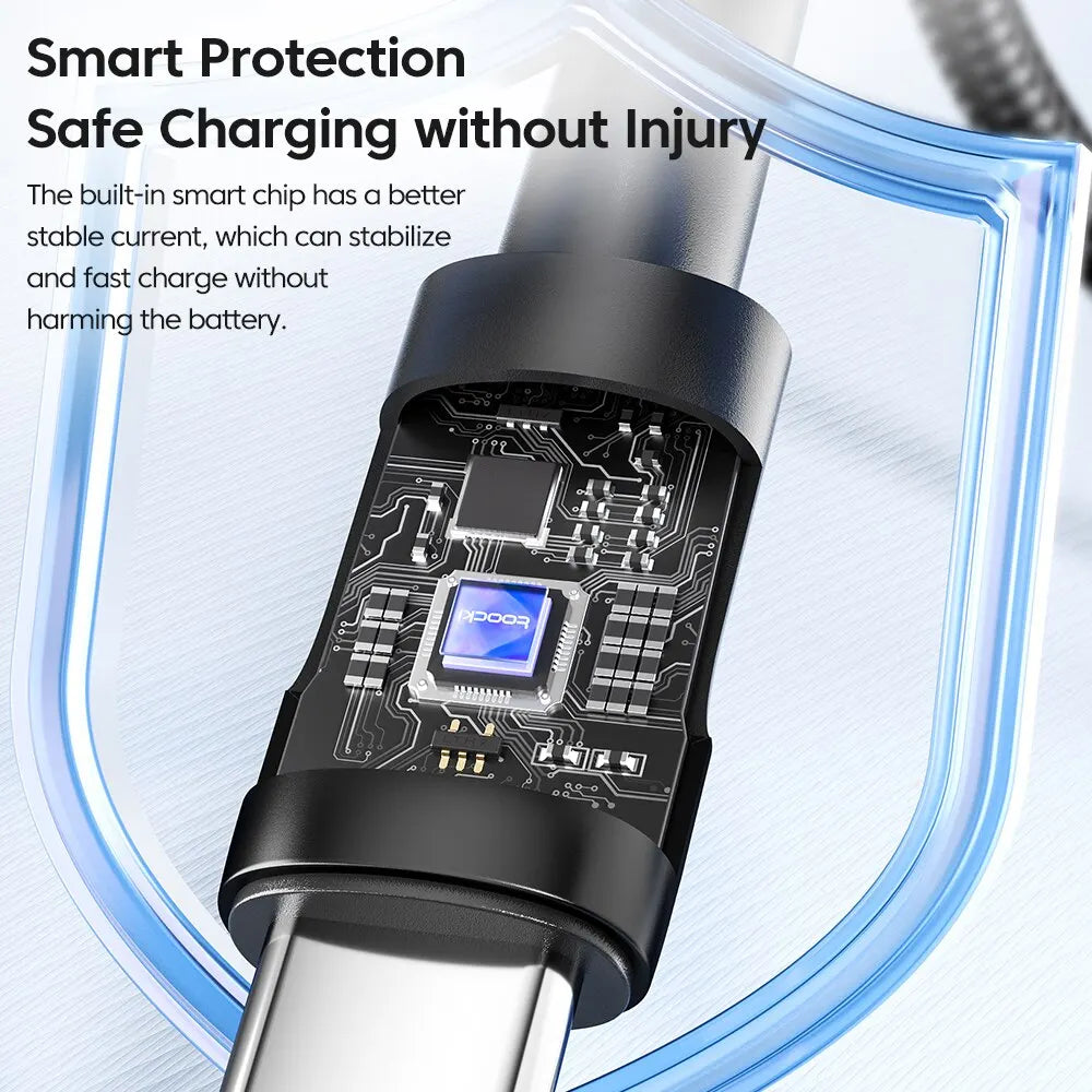 2PCS 3A USB Type C Cable for Realme Xiaomi Samsung Fast Charging Wire USB C Charger Data Cord for Ipad Samsung Poco 1M 2M